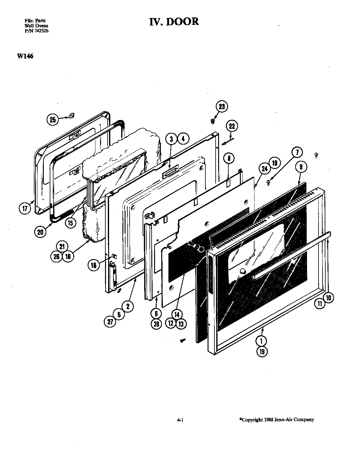 Jenn-Air W146 door diagram