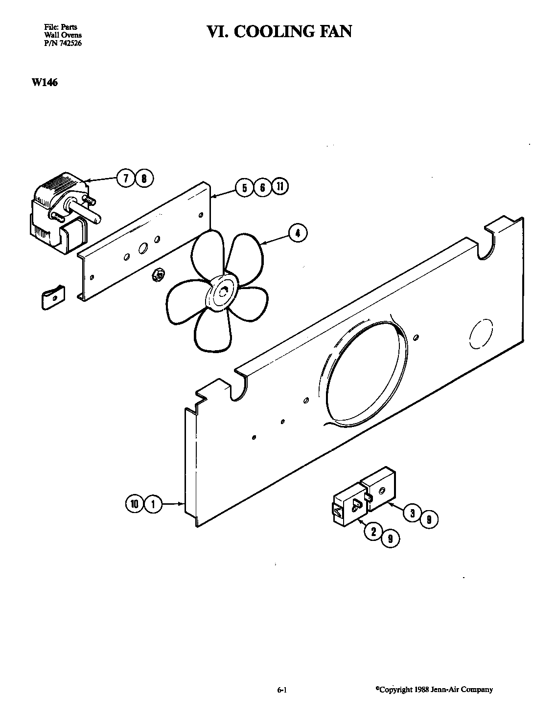 Jenn-Air W146 cooling fan diagram
