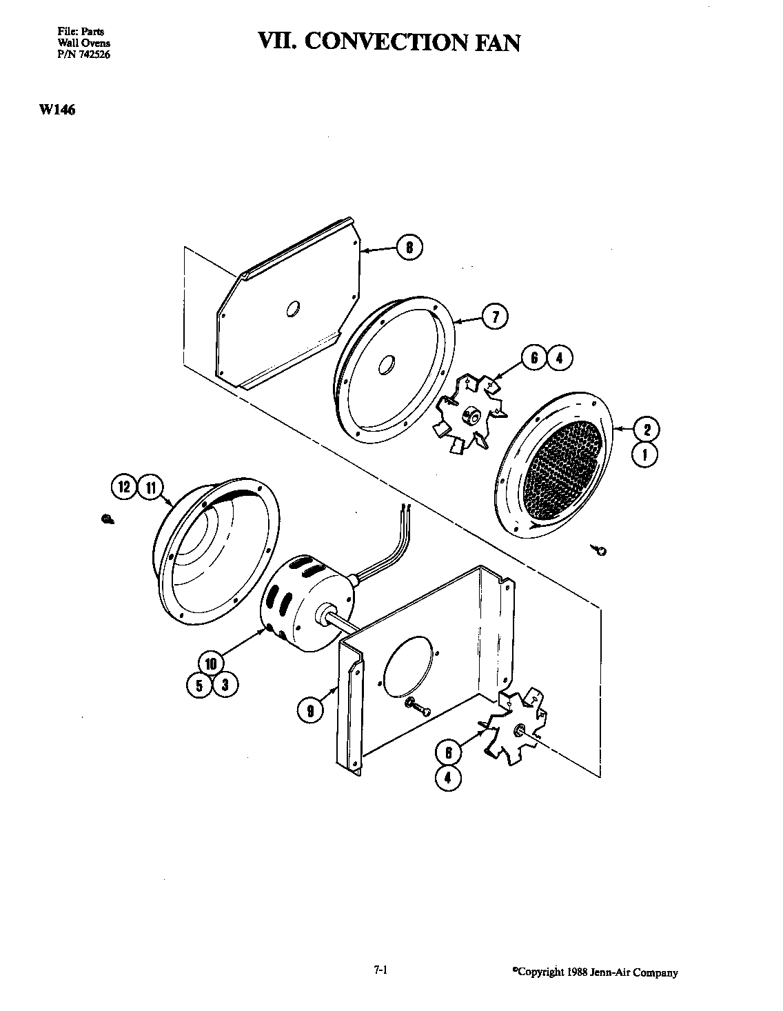 Jenn-Air W146 convection fan diagram