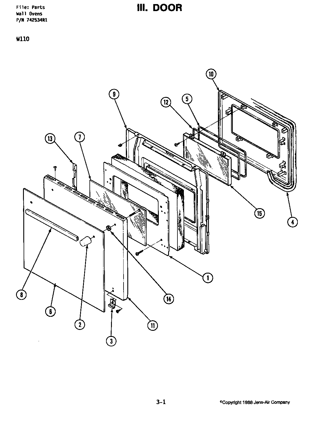 Jenn-Air W110 door diagram