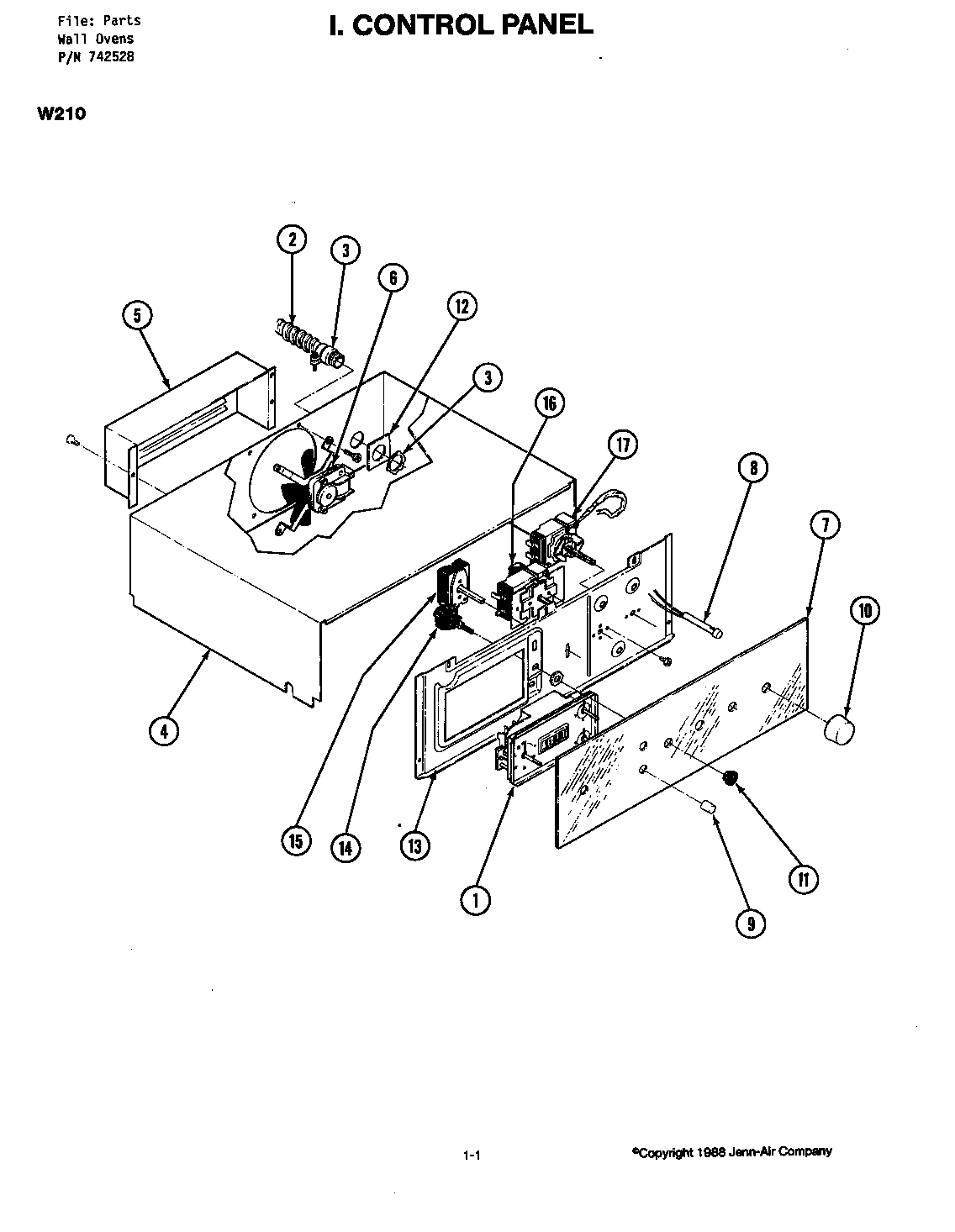 Jenn-Air W215 control panel diagram