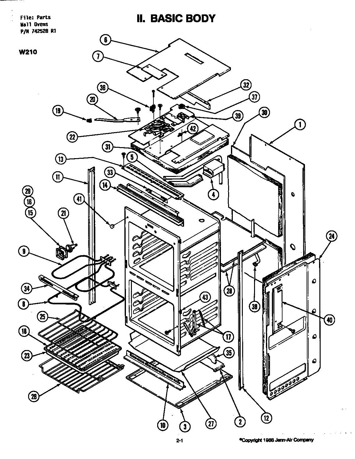Jenn-Air W215 body diagram