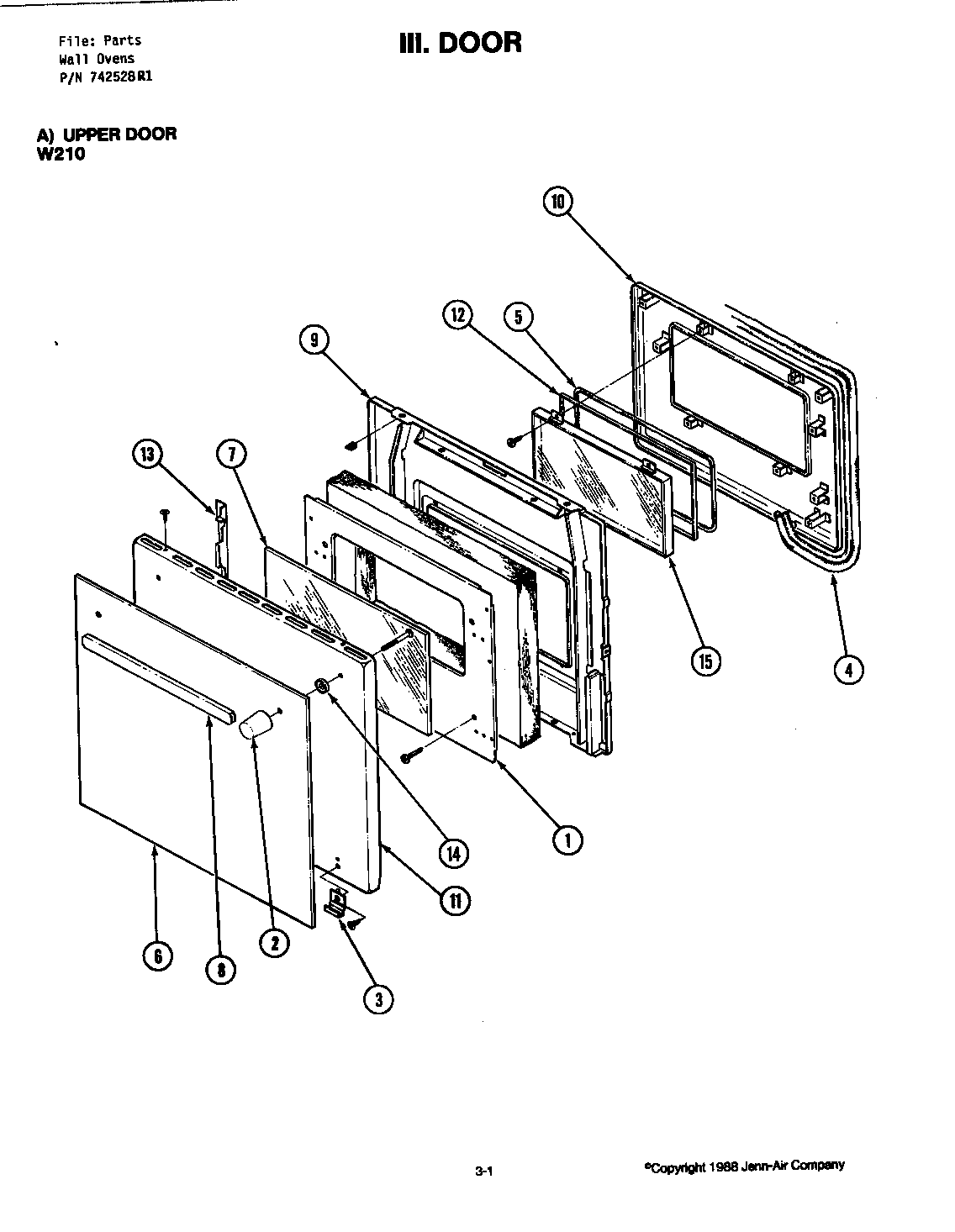 Jenn-Air W215 door diagram
