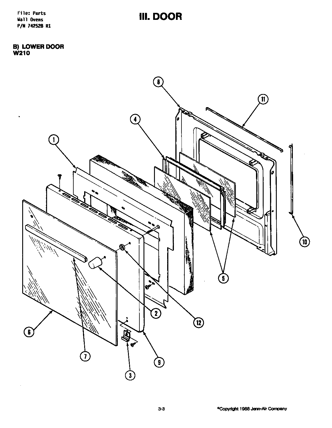 Jenn-Air W215 door (lower) diagram
