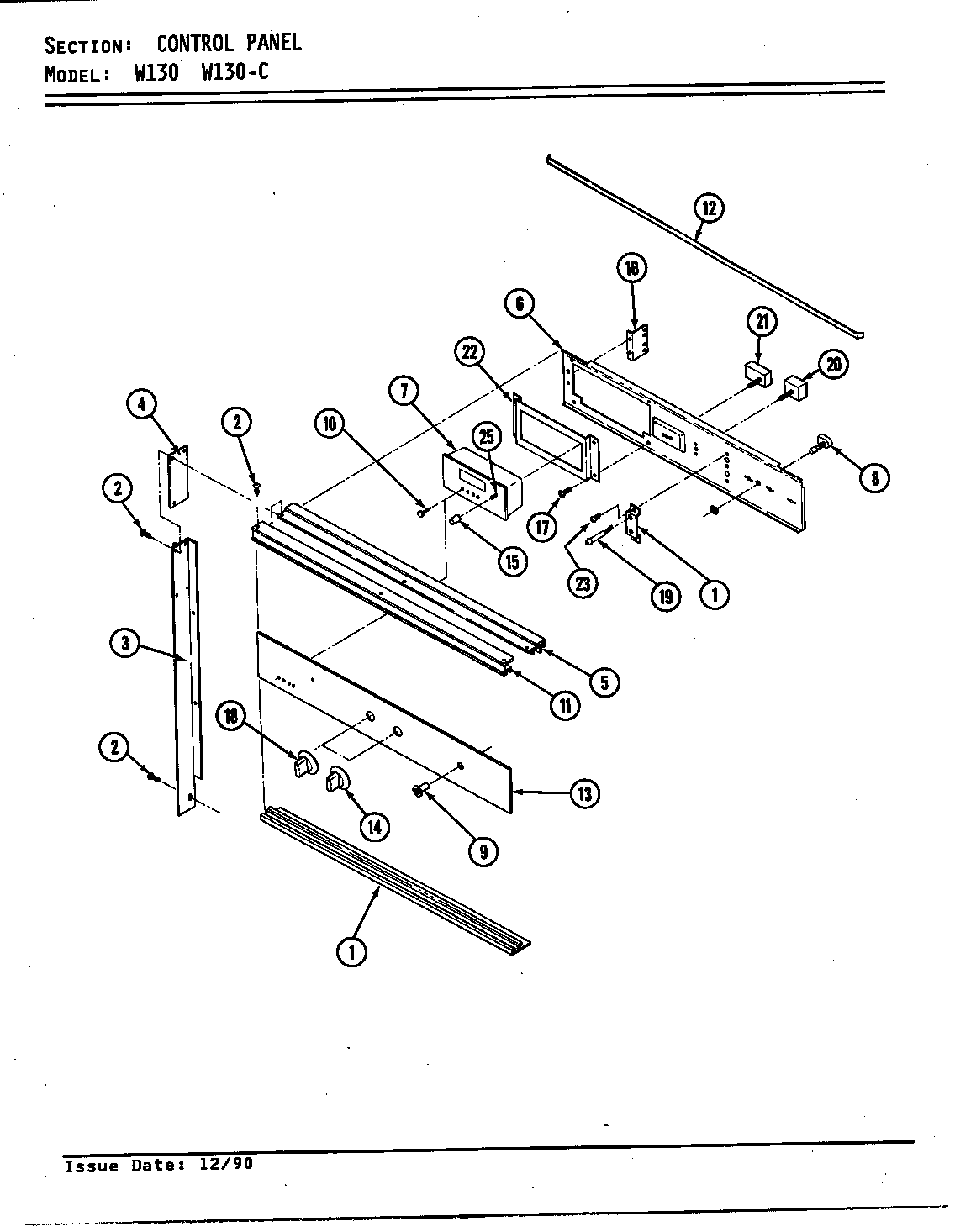 Jenn-Air W130 control panel (blk) (w130) (w130-c) diagram