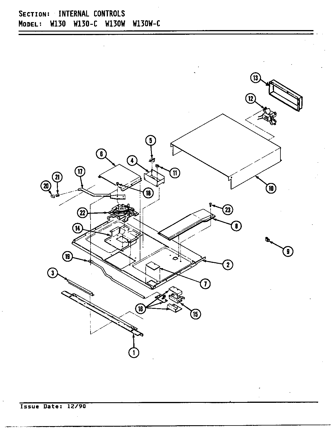 Jenn-Air W130 internal controls diagram