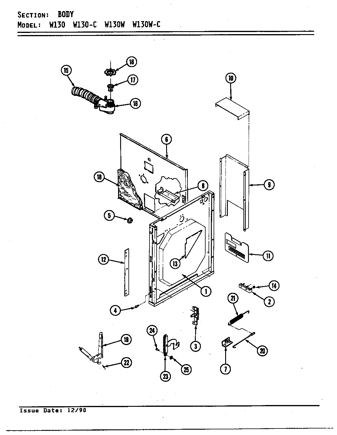 Jenn-Air W130 body diagram