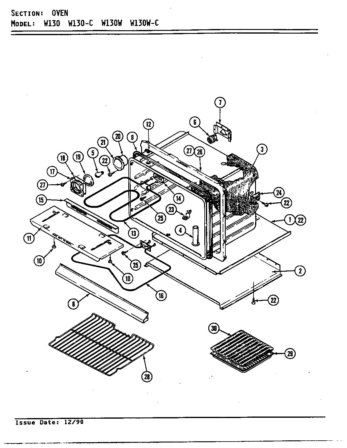 Jenn-Air W130 oven diagram