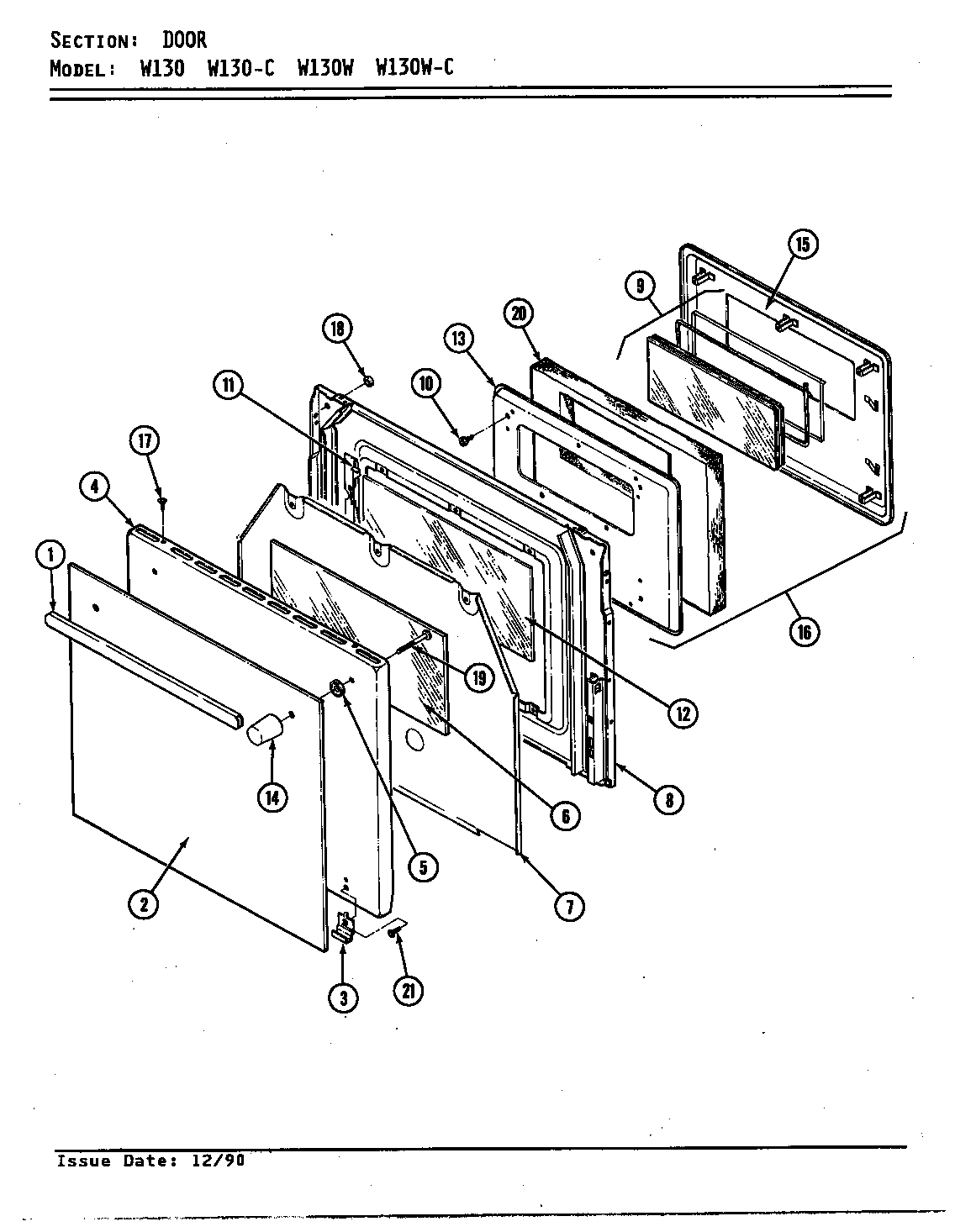 Jenn-Air W130 door diagram