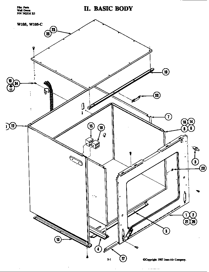 Jenn-Air W105 body diagram