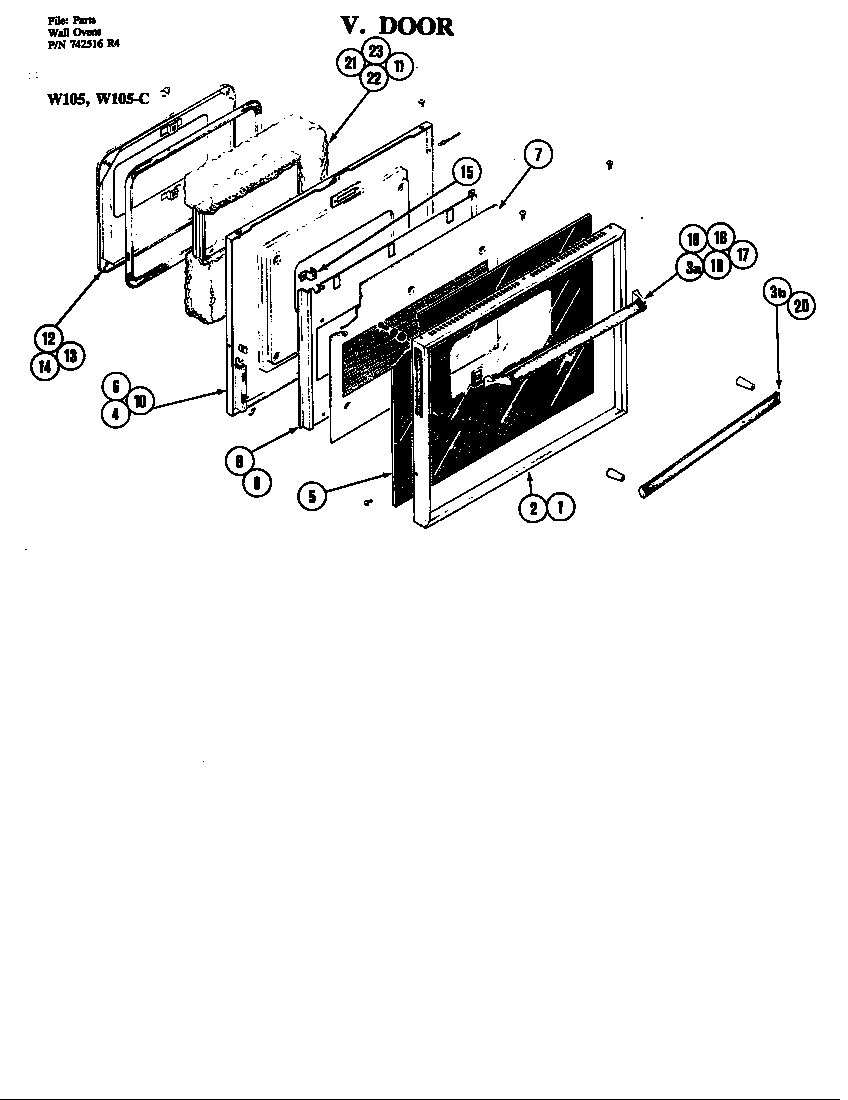 Jenn-Air W105 door diagram