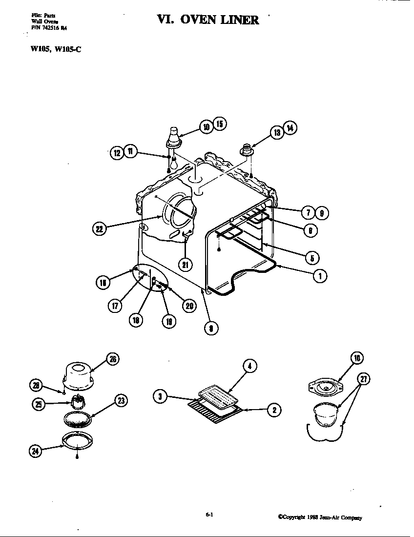 Jenn-Air W105 oven diagram