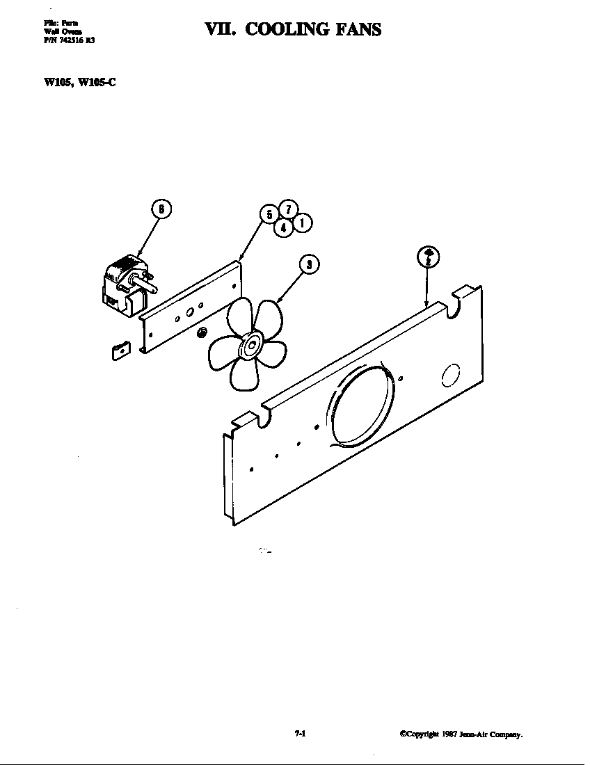 Jenn-Air W105 cooling fan diagram