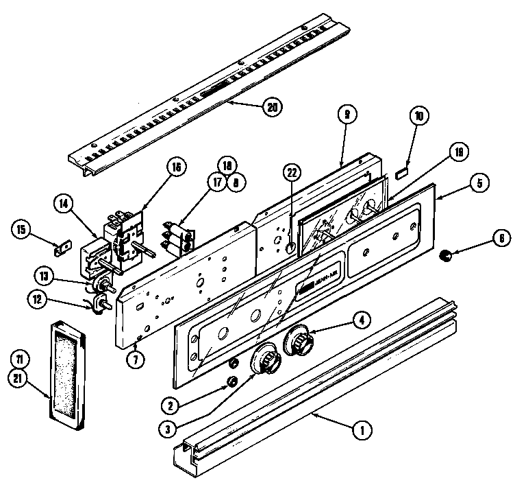 Jenn-Air W121 control panel diagram