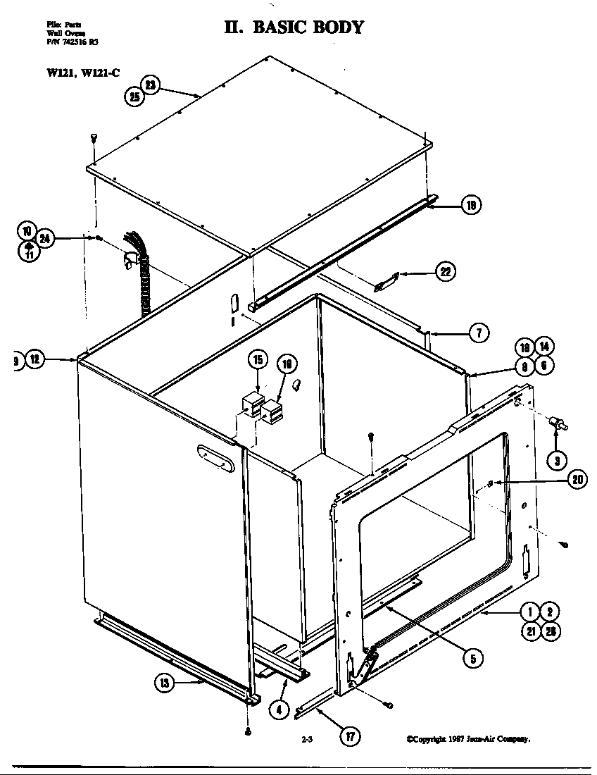 Jenn-Air W121 body diagram