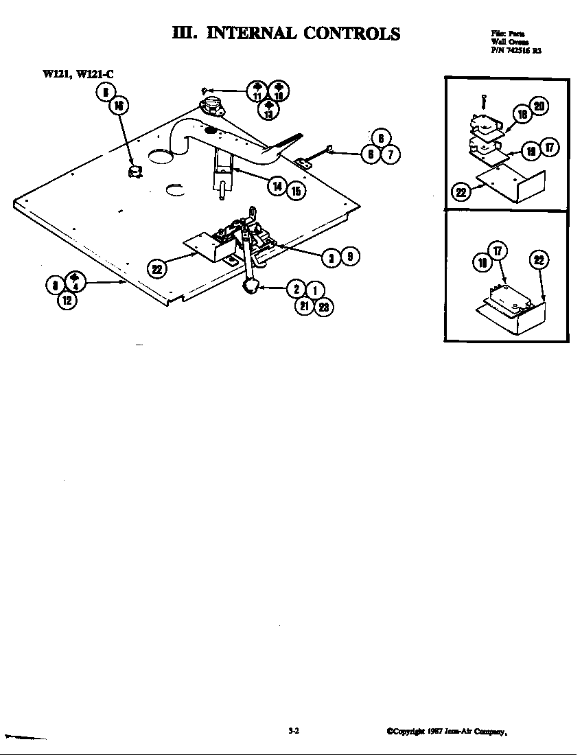 Jenn-Air W121 internal controls diagram