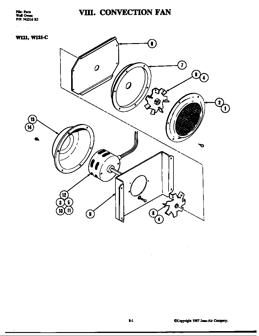 Jenn-Air W121 convection fan diagram