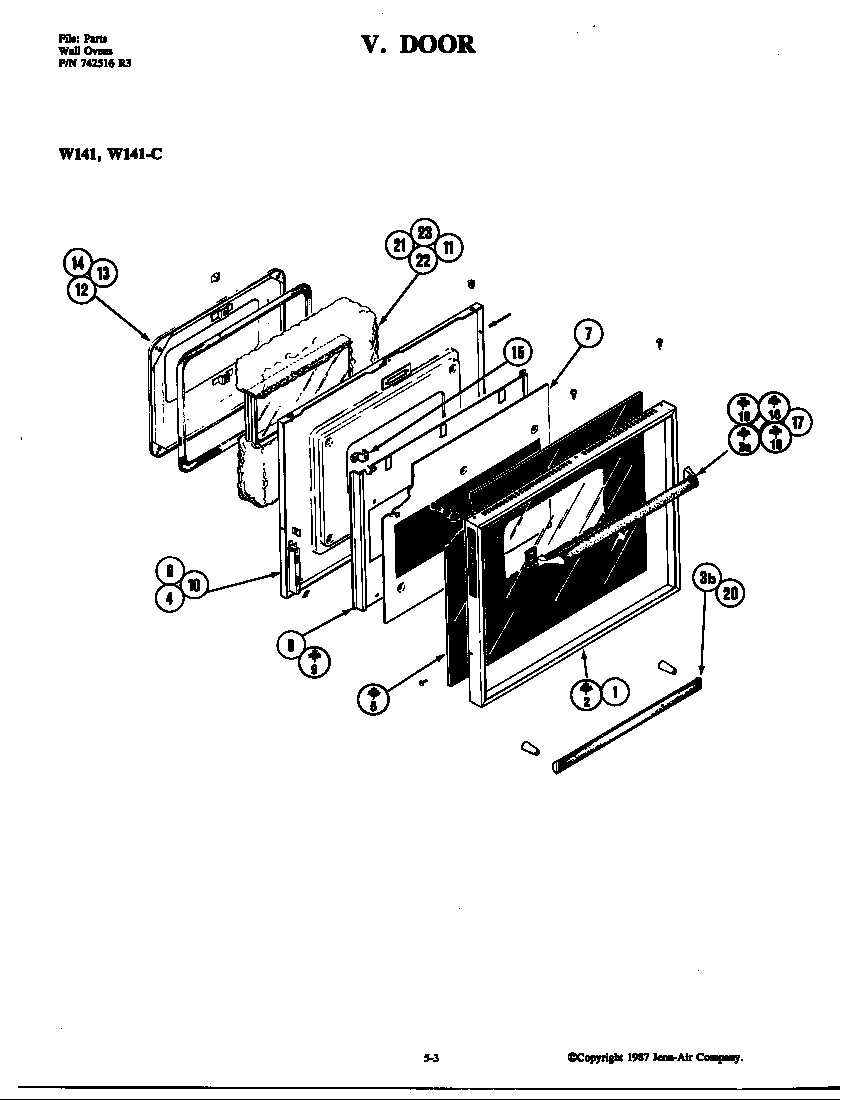 Jenn-Air W141 door diagram