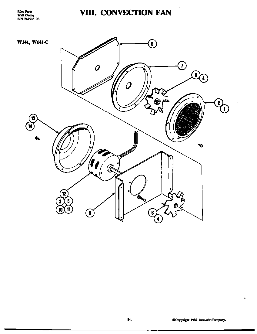 Jenn-Air W141 convection fan diagram