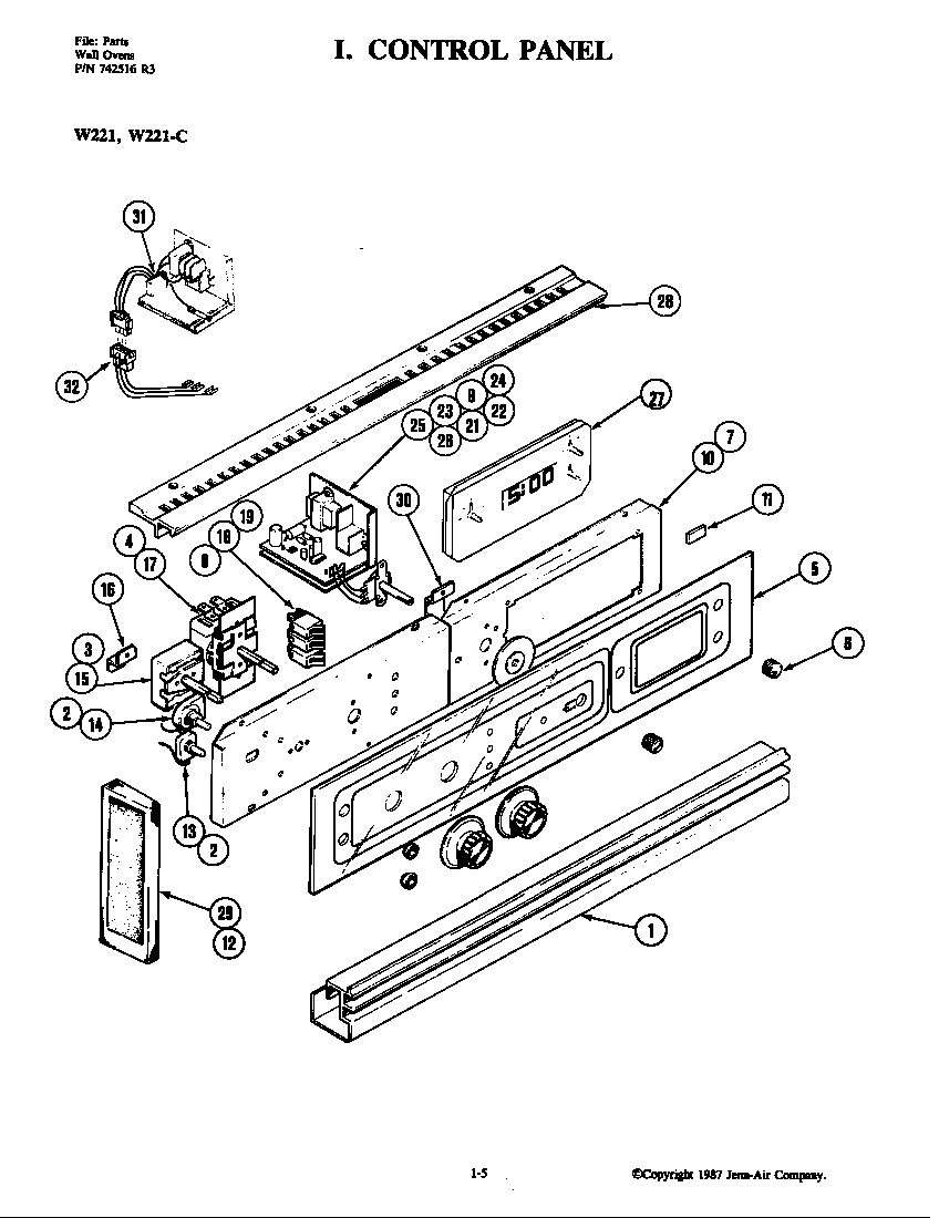 Jenn-Air W221-C control panel diagram