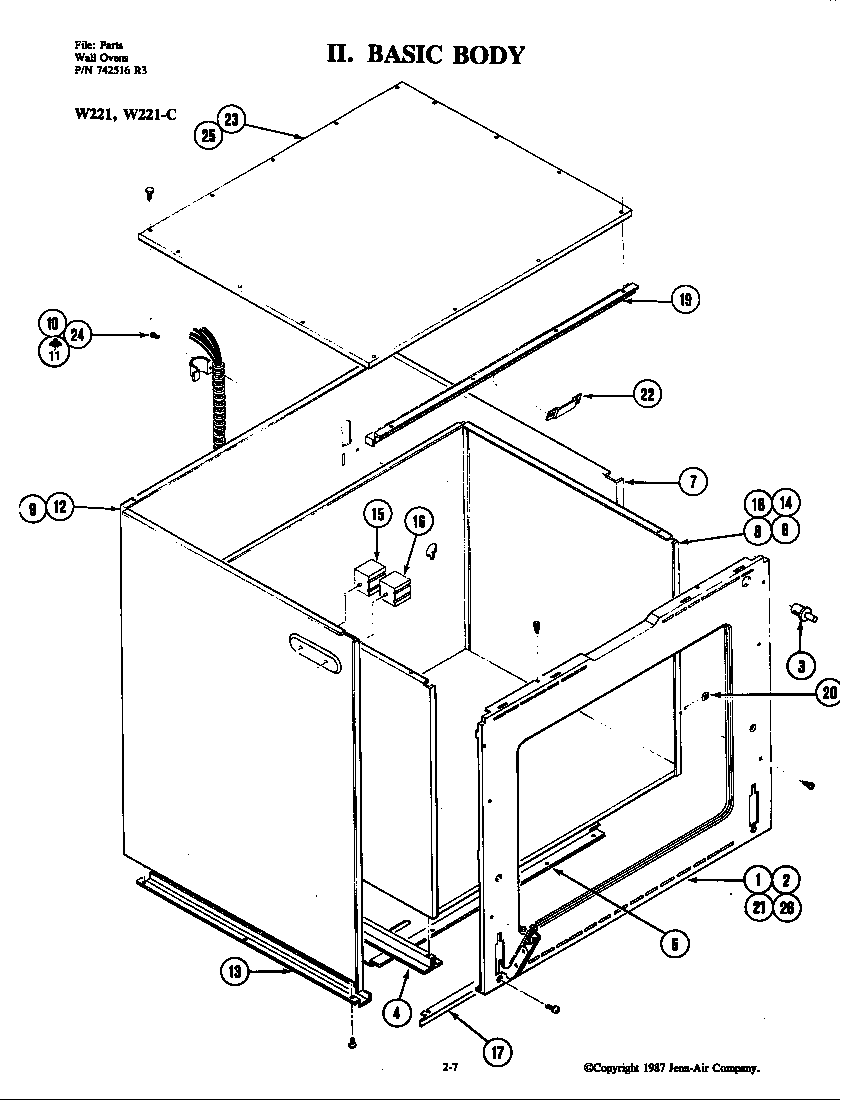 Jenn-Air W221-C body diagram