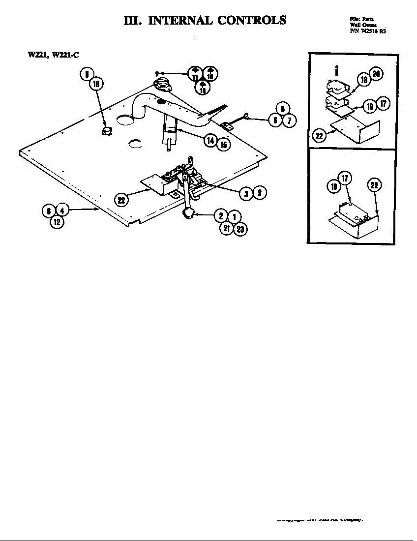 Jenn-Air W221-C internal controls diagram