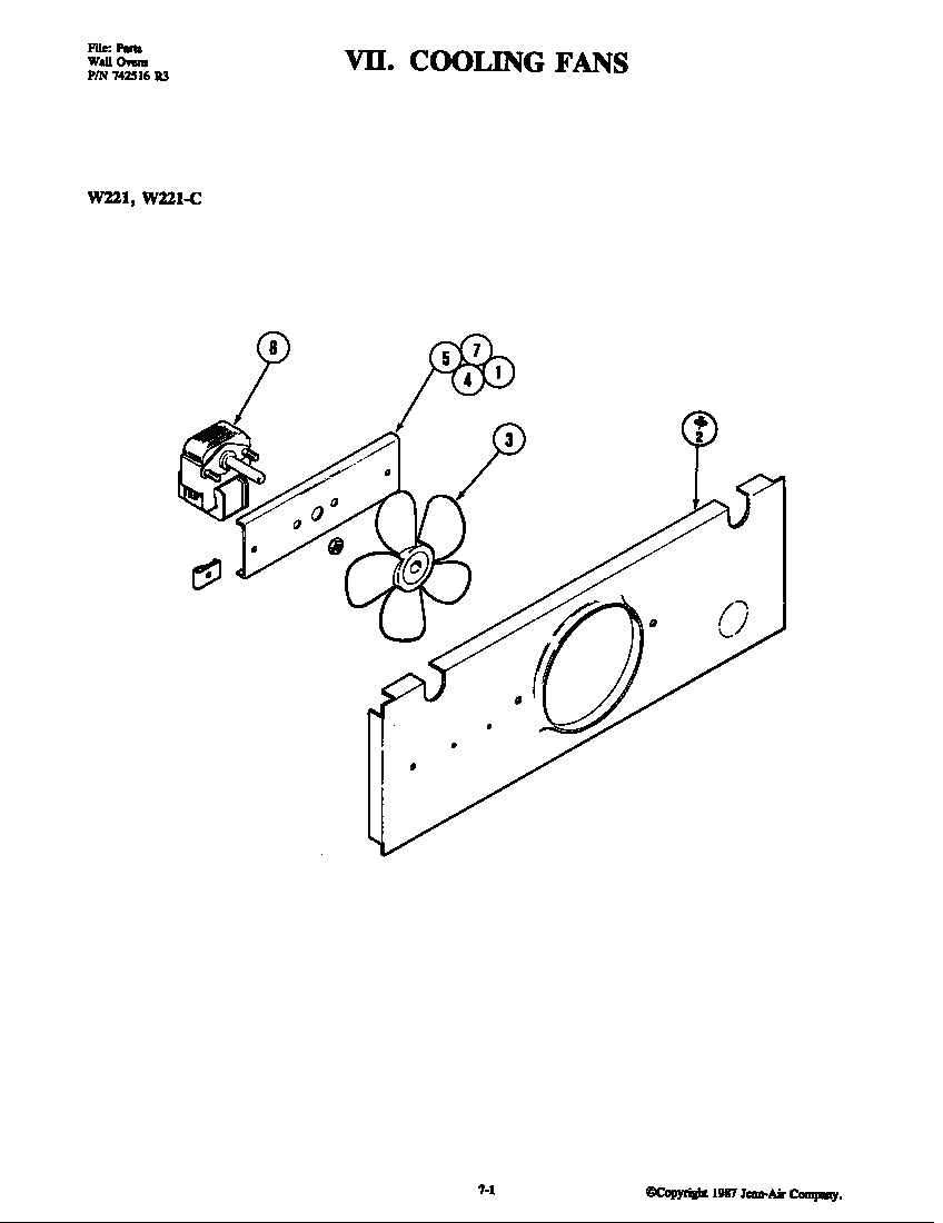Jenn-Air W221-C cooling fan diagram