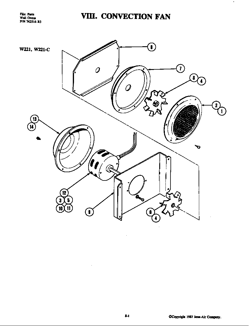 Jenn-Air W221-C convection fan diagram