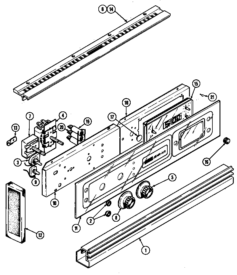 Jenn-Air W122 control panel diagram