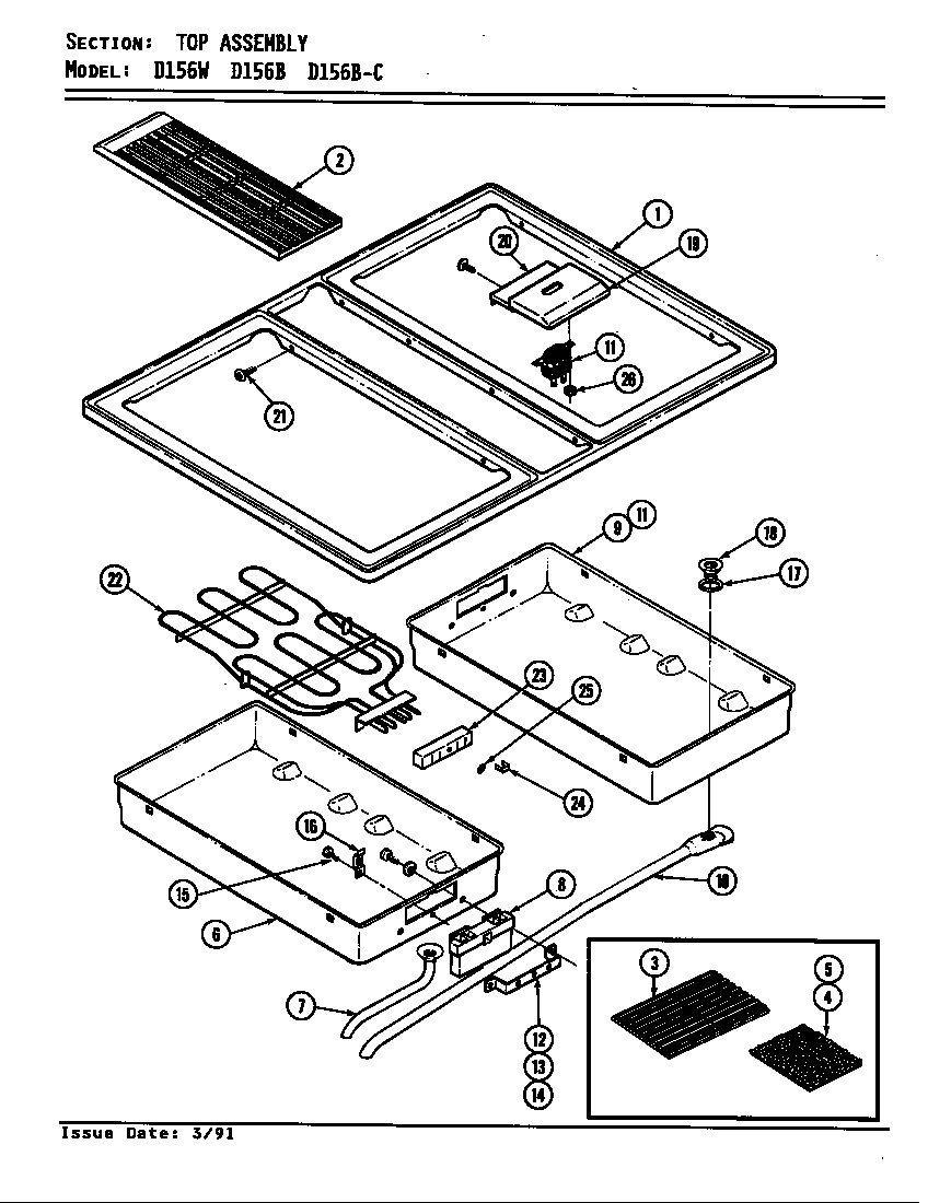 Jenn-Air D156W top assembly (d156b & d156w) (d156b) (d156w) diagram