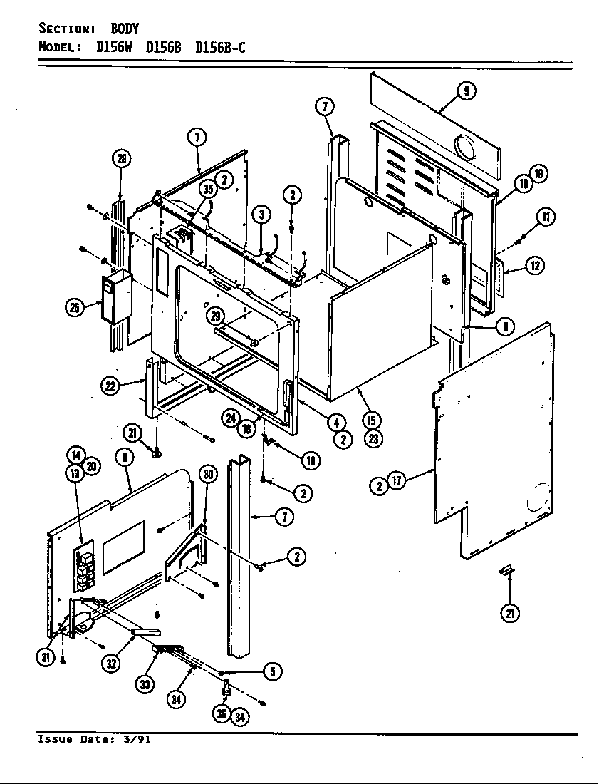 Jenn-Air D156W body (d156b & d156w) (d156b) (d156w) diagram