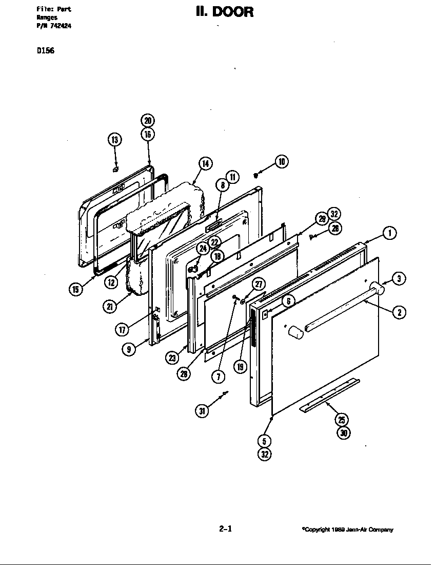 Jenn-Air D156W door (d156) diagram