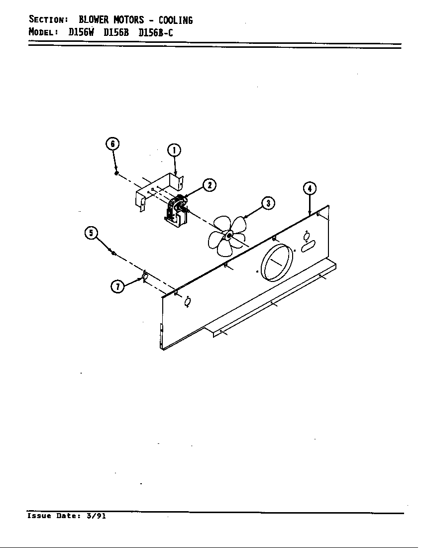 Jenn-Air D156W blower motor (cooling d156b & d156w) (d156b) (d156w) diagram