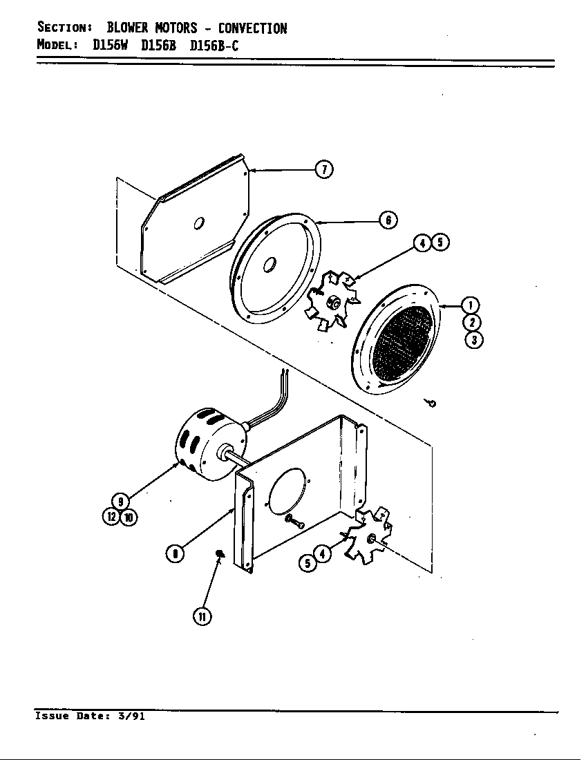 Jenn-Air D156W blower motor (convection d156b & d156w) (d156b) (d156w) diagram