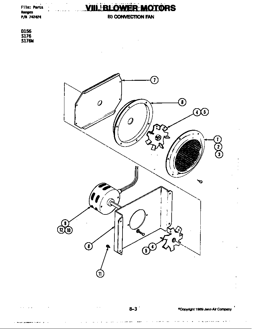 Jenn-Air D156W blower motor-convection fan (d156) diagram
