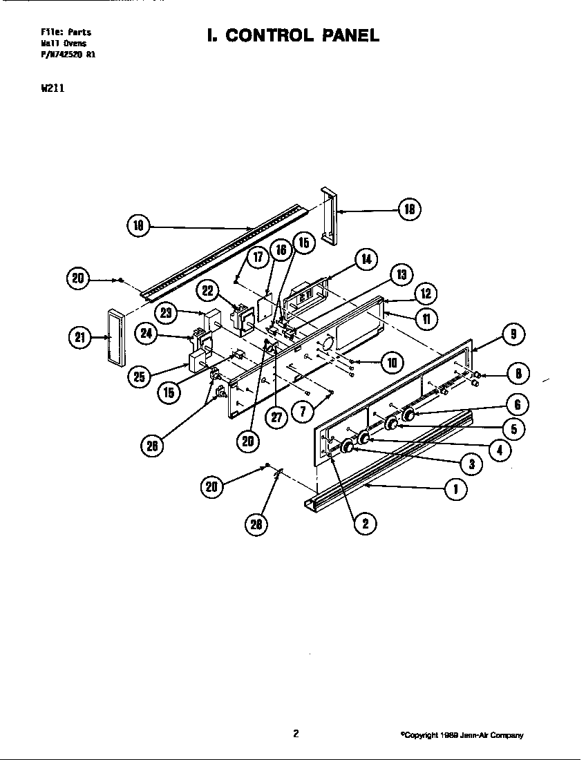 Jenn-Air W211 control panel diagram