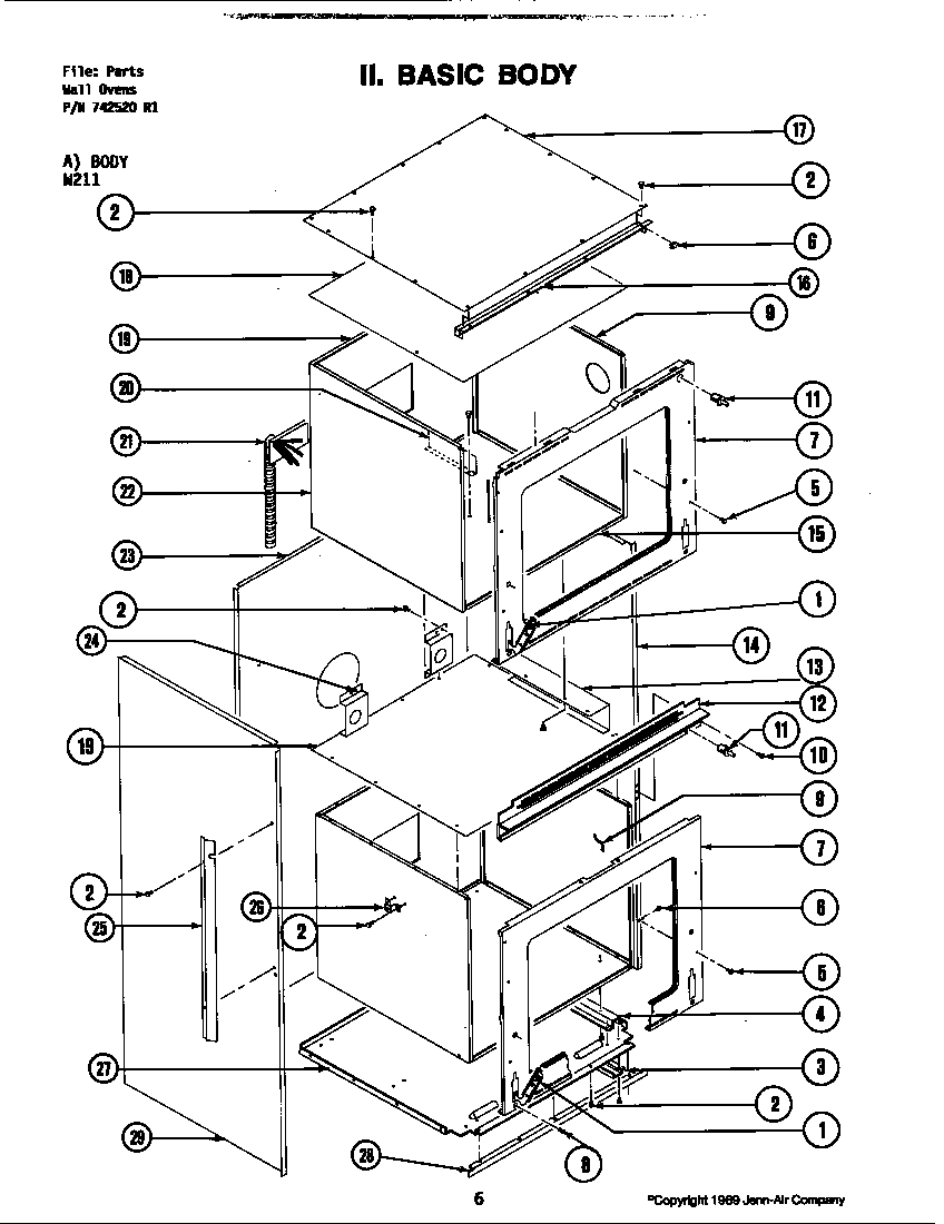 Jenn-Air W211 body diagram