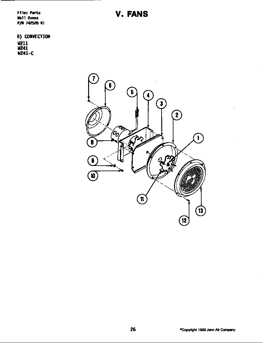 Jenn-Air W211 fans (convection) diagram