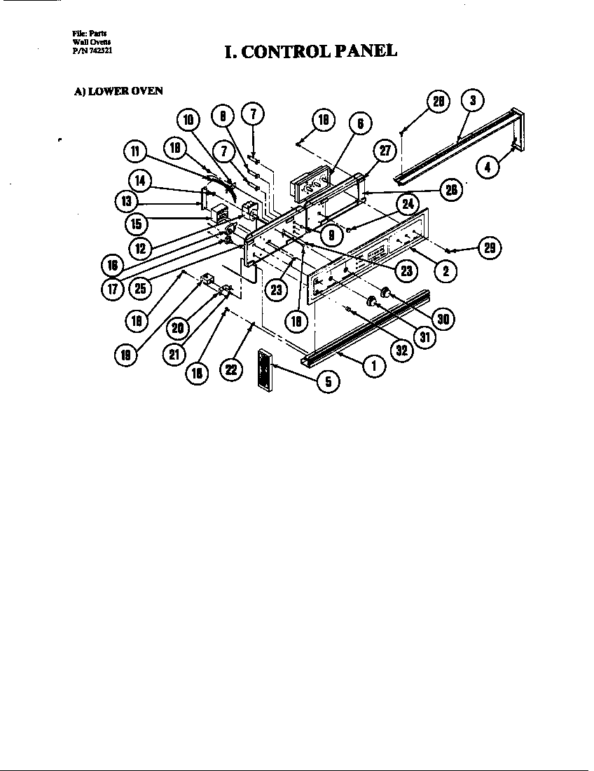 Jenn-Air W224 control panel (lower) diagram