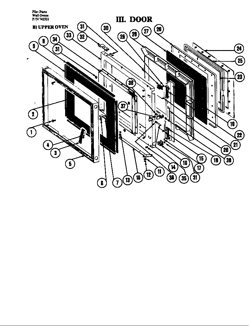 Jenn-Air W224 door (upper) diagram