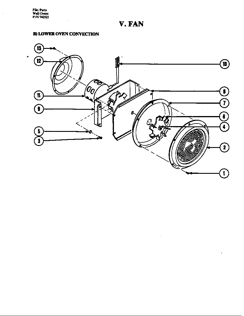 Jenn-Air W224 fan (lower) diagram