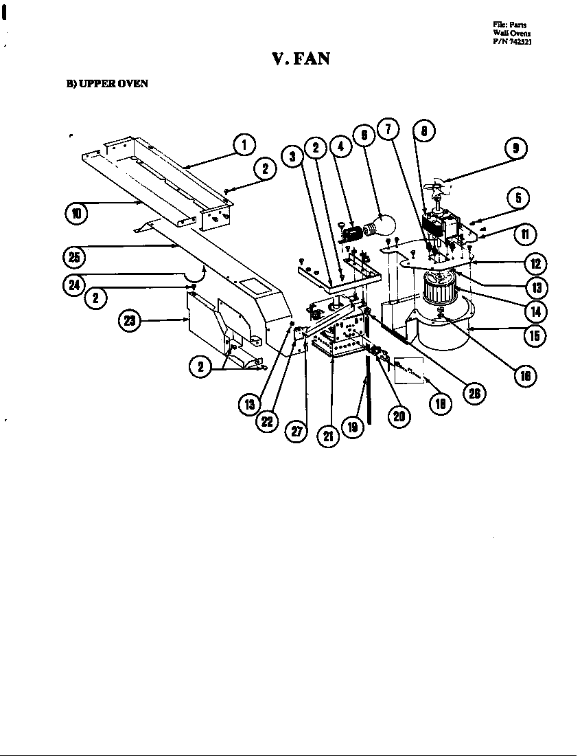 Jenn-Air W224 fan (upper) diagram