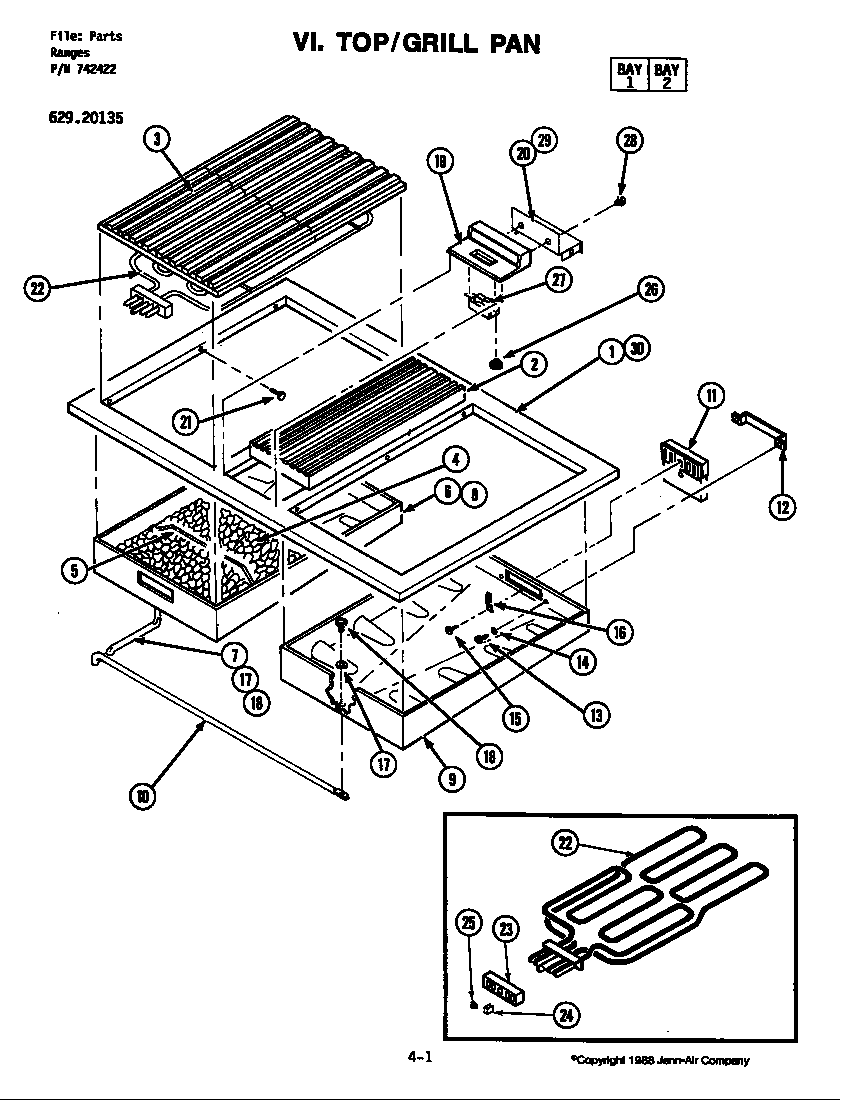 Jenn-Air 20135 top diagram