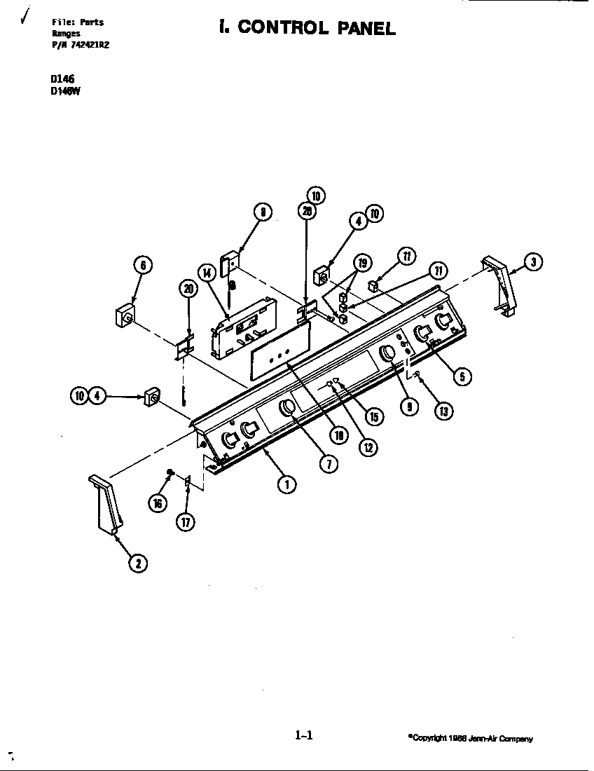 Jenn-Air D146W control panel (d146) (d146w) diagram