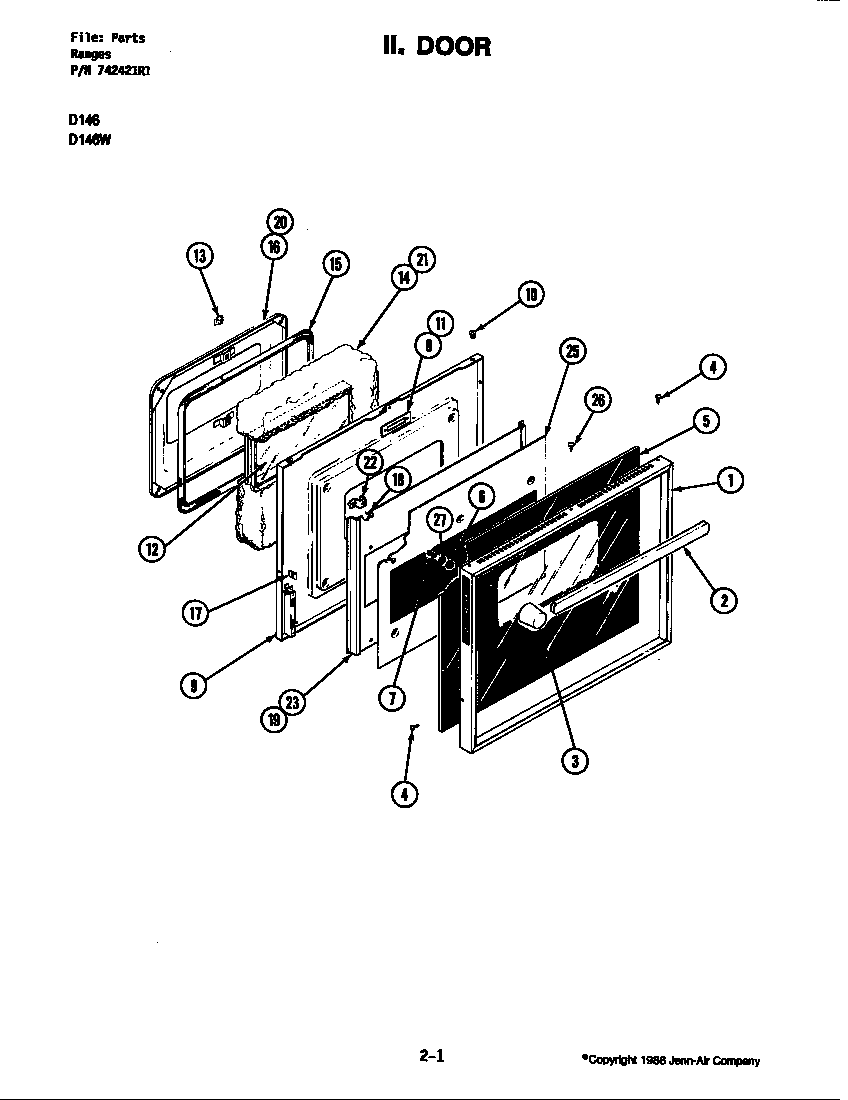 Jenn-Air D146W door (d146) (d146w) diagram