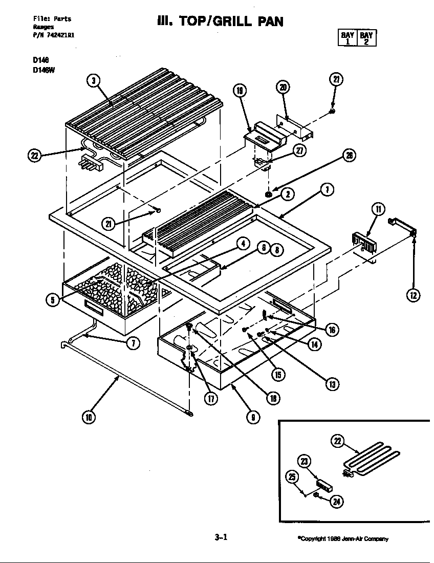 Jenn-Air D146W top diagram