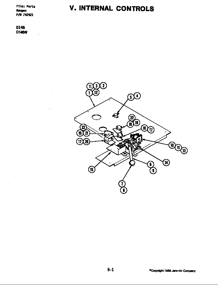 Jenn-Air D146W internal controls (d146) (d146w) diagram
