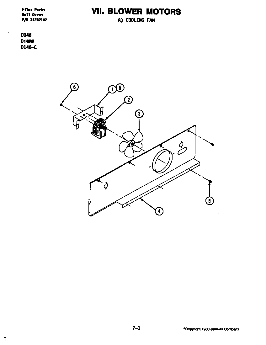 Jenn-Air D146W blower motor (d146) (d146w) diagram