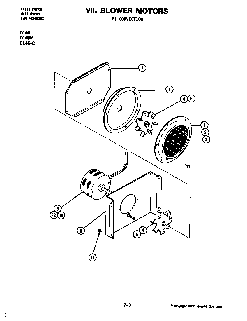 Jenn-Air D146W blower motor (convection) (d146) (d146w) diagram