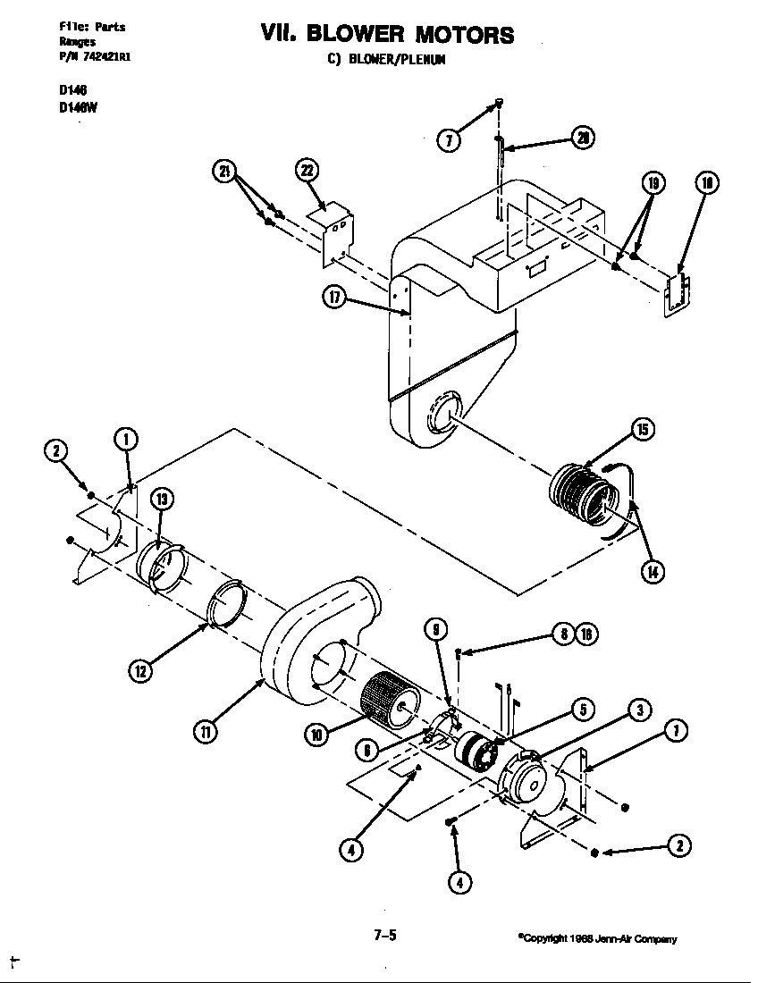 Jenn-Air D146W blower motor (d146) (d146w) diagram